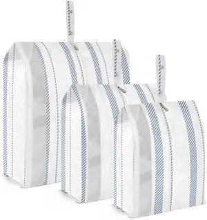 Luggage Space Saver, Luggages Management Personnel, Stripe Blue White, With Zipper, 3 Set Travel Packing Cubes For Suitcases, Garment Bag Closet Storage