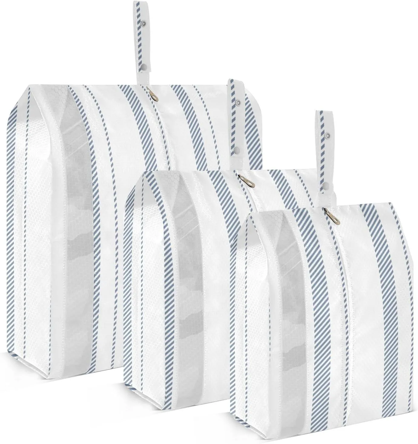 Luggage Space Saver, Luggages Management Personnel, Stripe Blue White, With Zipper, 3 Set Travel Packing Cubes For Suitcases, Garment Bag Closet Storage
