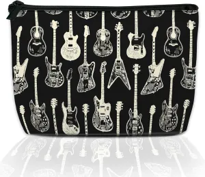 Makeup Bag Colorful Electric Guitar Cosmetic Bag for Women, Waterproof Large Capacity Travel Toiletry Organizer 9.55.9 Inch