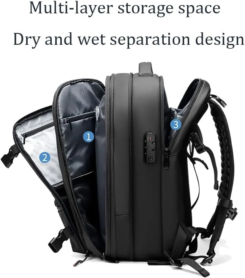 Maklot Airmak Vacuum Backpack with Pump, 2024 New Premium 60L Expandable Waterproof Vacuum Travel Backack (Black)