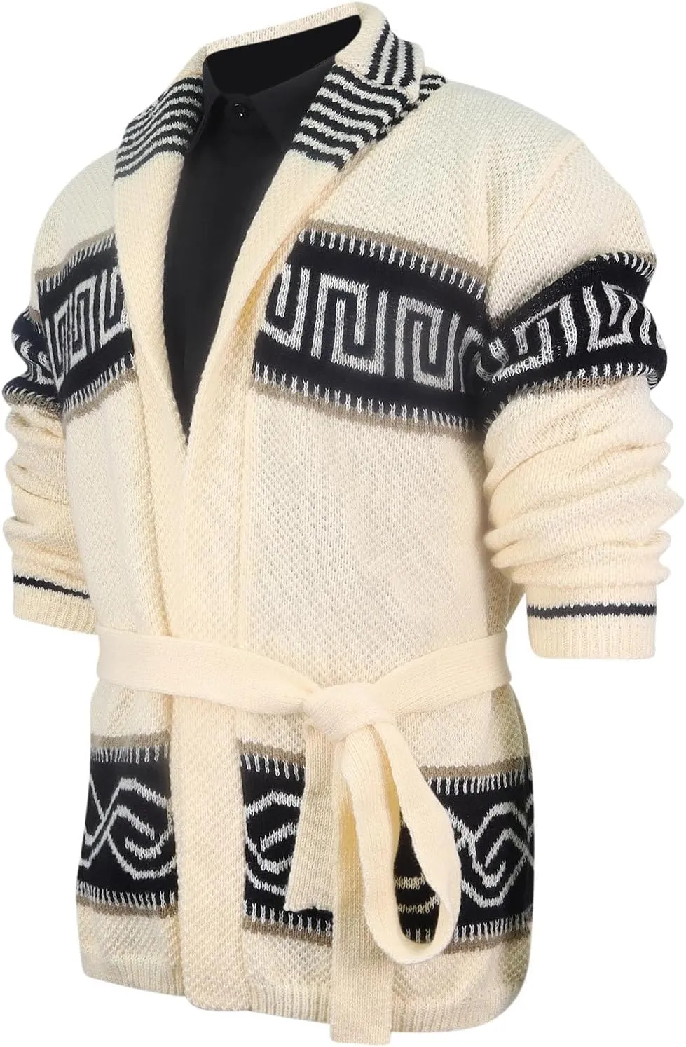 Mens Cable Knit Cardigan Sweater Shawl Collar Loose Fit Long Sleeve Casual Cardigans Button Chunky Winter Cardigans
