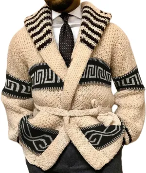 Mens Cable Knit Cardigan Sweater Shawl Collar Loose Fit Long Sleeve Casual Cardigans Button Chunky Winter Cardigans