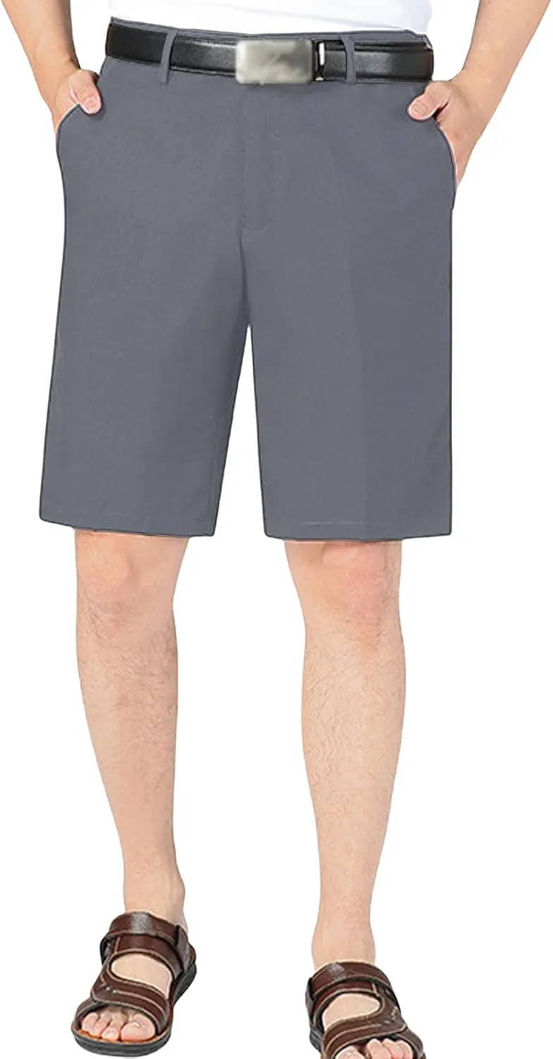 Men's Casual Linen Shorts Slim Fit Comfy Pants Solid Simple Straight Pants Summer Business Sports Shorts with Pockets