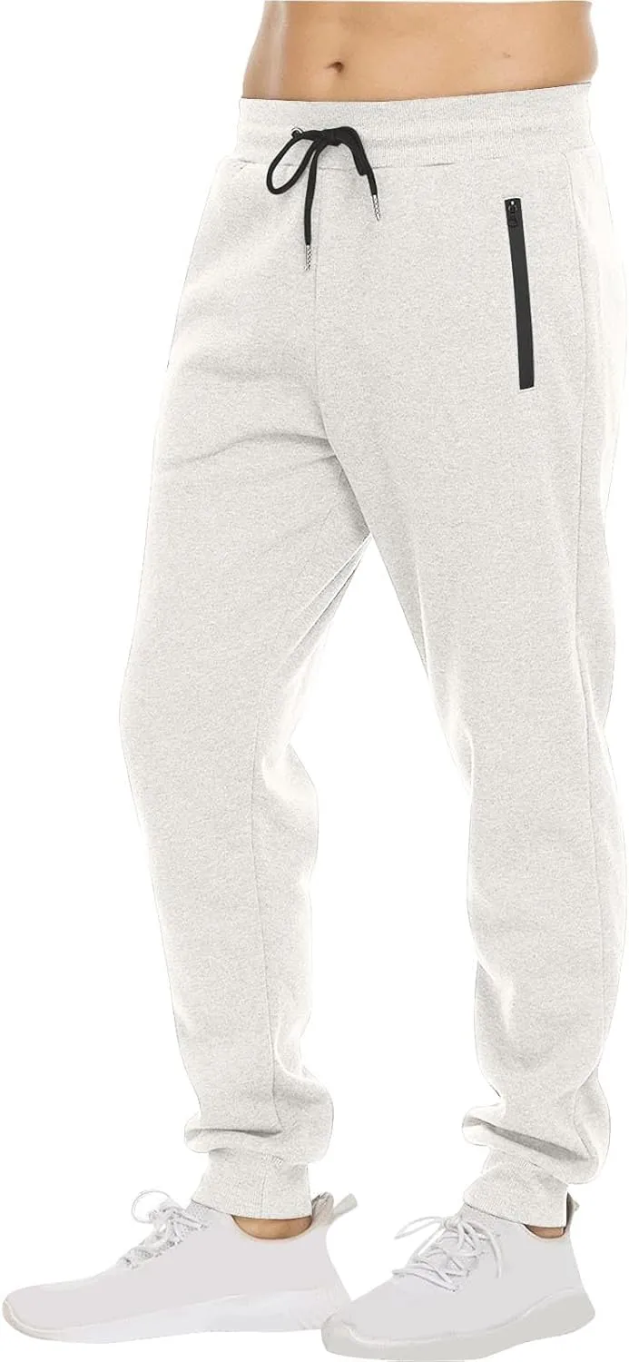 Mens Joggers Slim Fit Casual Elastic Sweatpants Athletic Sports Running Pants Activities Trousers with Zipper Pockets