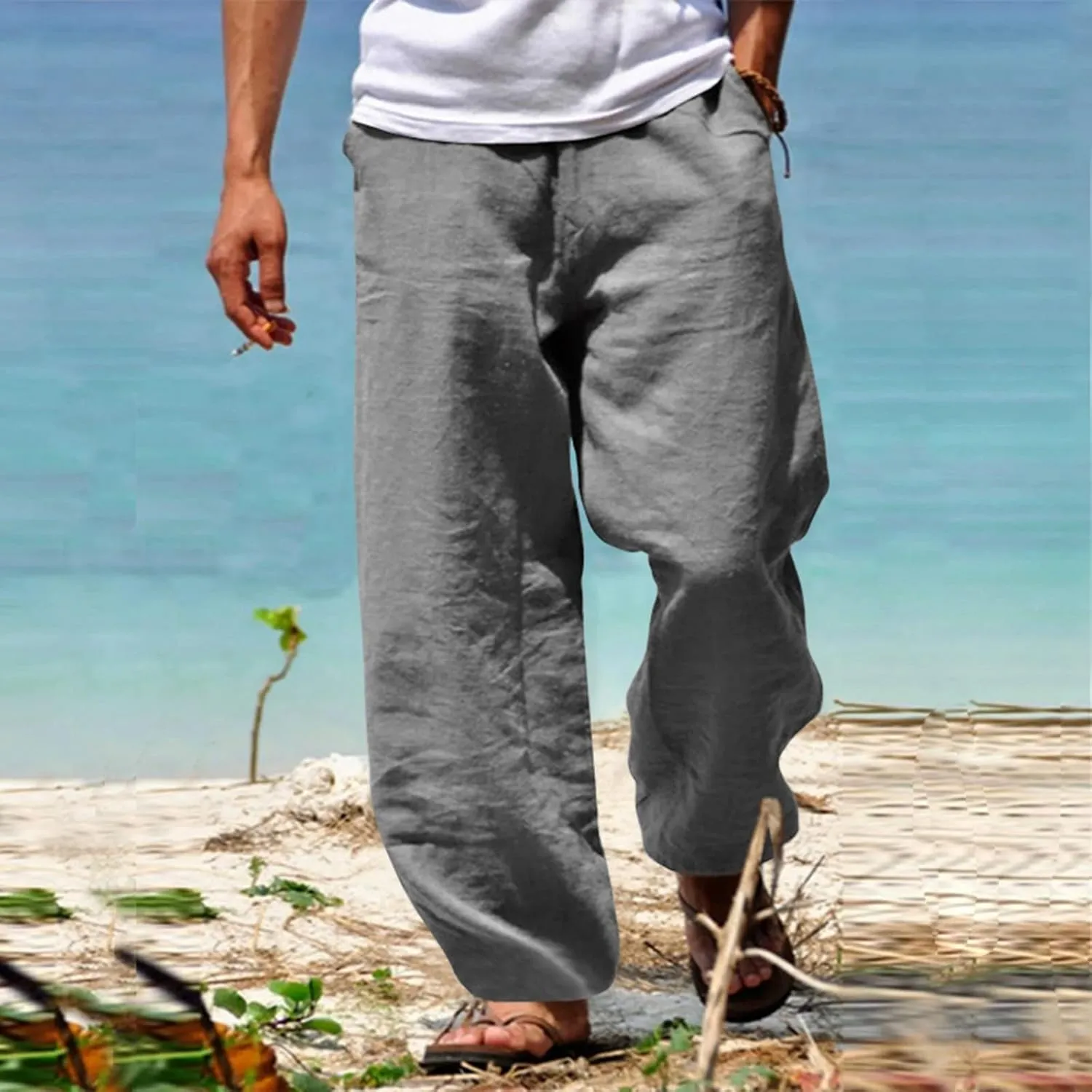 Men's Loose Fit Jogger Pants with Deep Pockets Athletic Basketball Workout Trousers for Running, Training, Gym