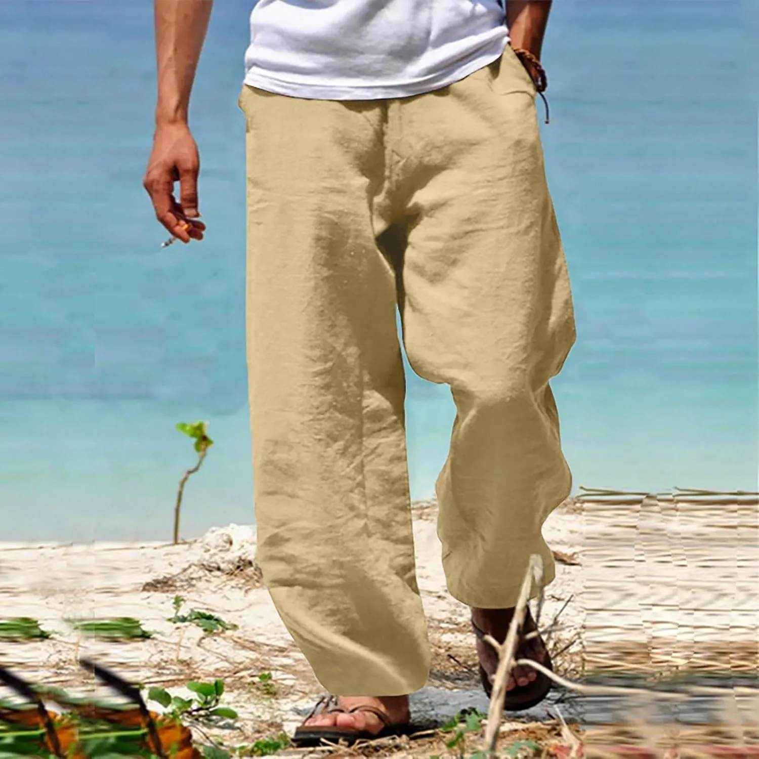 Men's Loose Fit Jogger Pants with Deep Pockets Athletic Basketball Workout Trousers for Running, Training, Gym