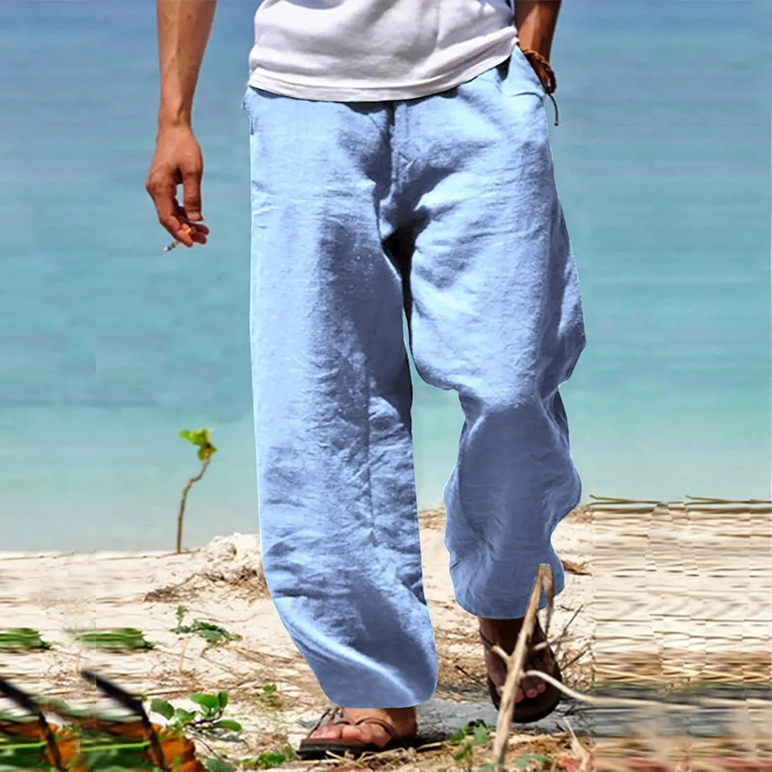 Men's Loose Fit Jogger Pants with Deep Pockets Athletic Basketball Workout Trousers for Running, Training, Gym