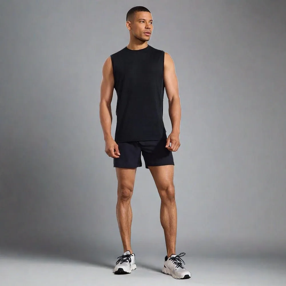 Mens Stride Sweat Swim Short with Liner 5" - Black/Primrose