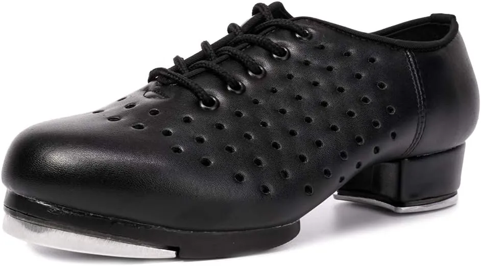 Men's Tap Shoes Breathable Hollow Out Lace up Split Sole Professional Tap Jazz Dance Shoes
