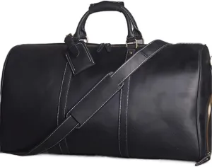 Men's Travel Bag Leather Large Capacity Single Shoulder Messenger For 15 Inch Laptop With Shoe Bag