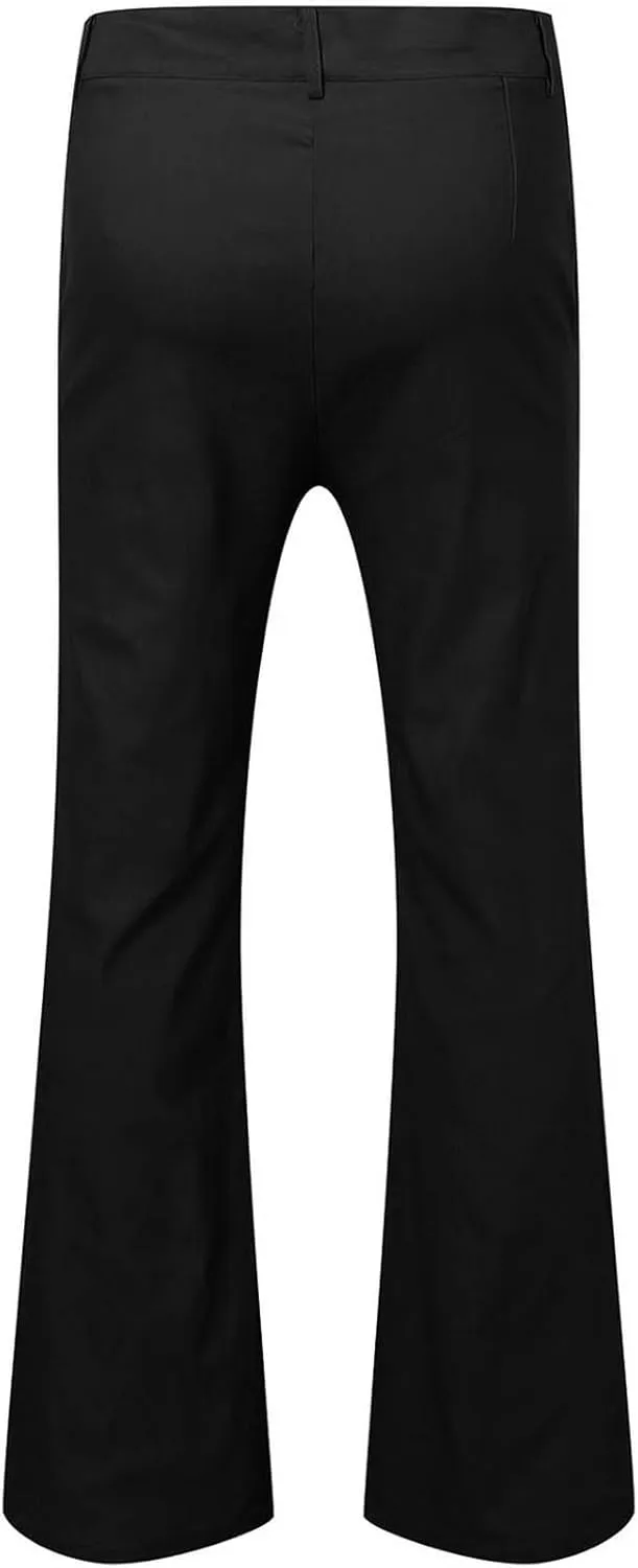 Mens Vintage Bell Bottom Pants Slim Fit 70s Disco Pants Retro Stretch Hippie Party Trousers Fashion Dress Pant for Men