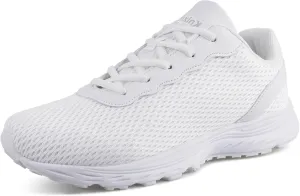 Mens Wide Shoes for Walking Wide Width Diabetic Shoes Cushioning Road Running Shoes for Flat Feet Arch Fit Heel Pain Relief Black/White