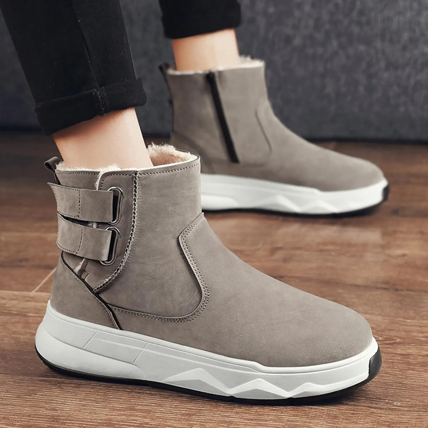 Mens Winter Boots, Waterproof Insulated Fur Boots Comfortable Short Rain Boots Outdoor Work Boots Work Boots for Women