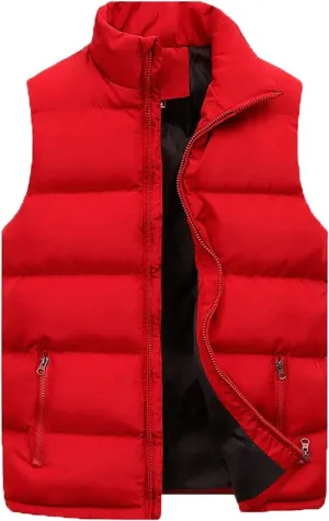 Mens Winter Down Vest Padded Puffer Vest Plus Size Lightweight Down Jacket Sleeveless Zip Up Quilted Gilet Jacket Outwear