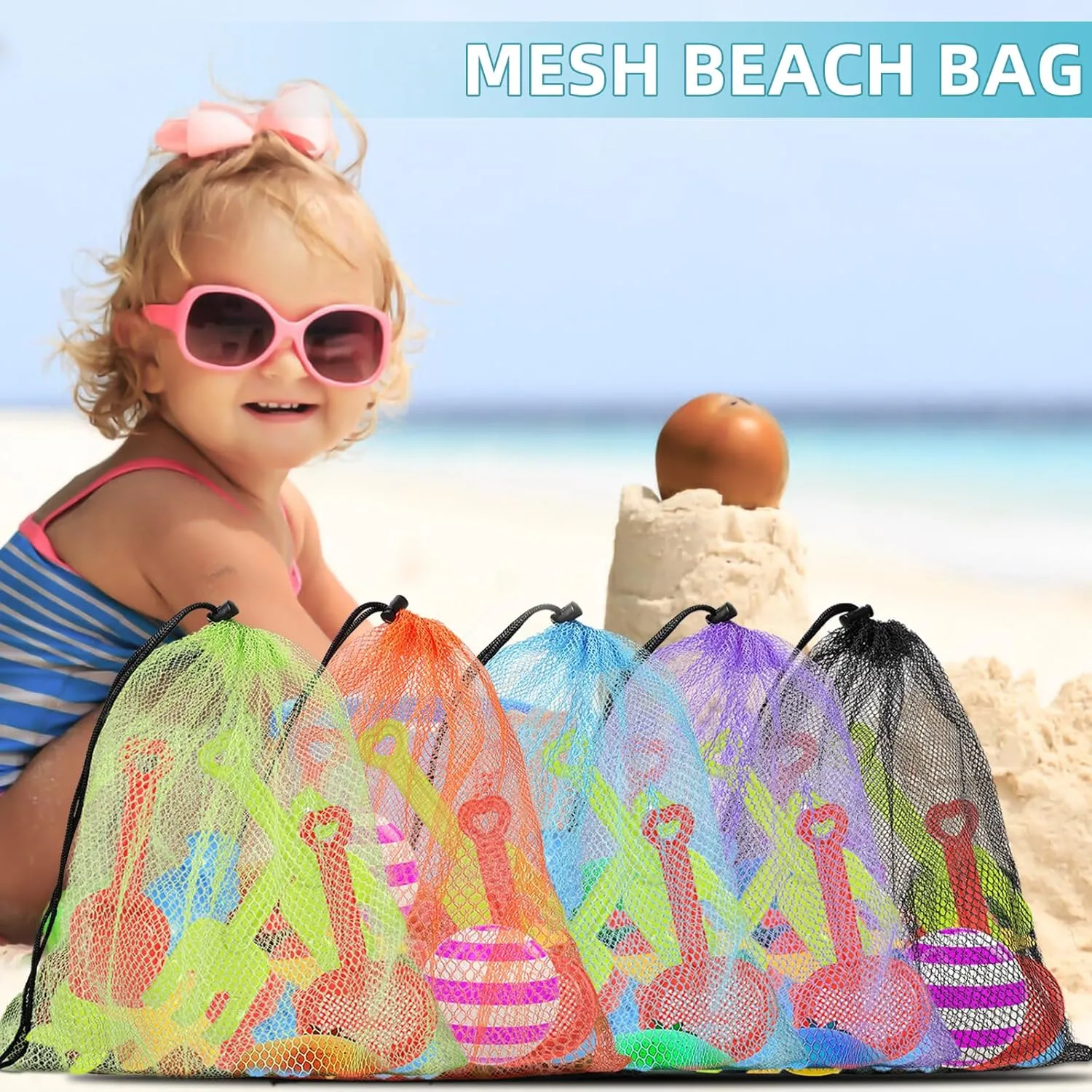 Mesh Drawstring Bag 40Pcs - Multicolor Nylon Laundry Bag for College, Gym, Yoga, Sport, Travel, Beach - Small With Locking Closure