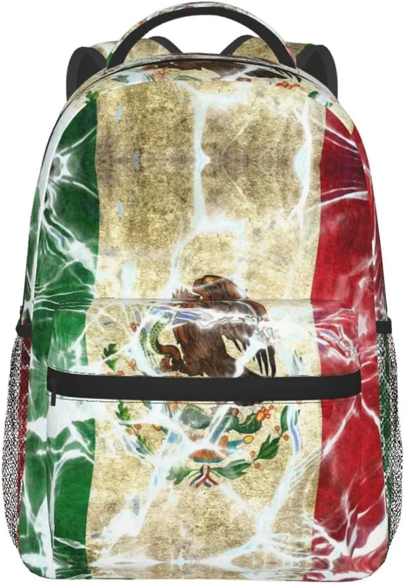 Mexico Mexican Flag Backpacks Cute Laptop Bookbag Computer Bag Hiking Travel Daypack for Women Men