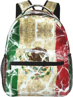Mexico Mexican Flag Backpacks Cute Laptop Bookbag Computer Bag Hiking Travel Daypack for Women Men