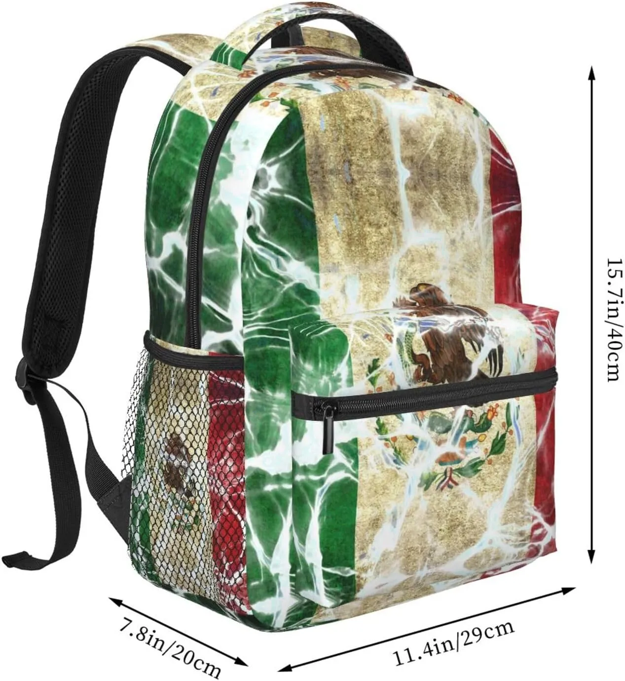 Mexico Mexican Flag Backpacks Cute Laptop Bookbag Computer Bag Hiking Travel Daypack for Women Men