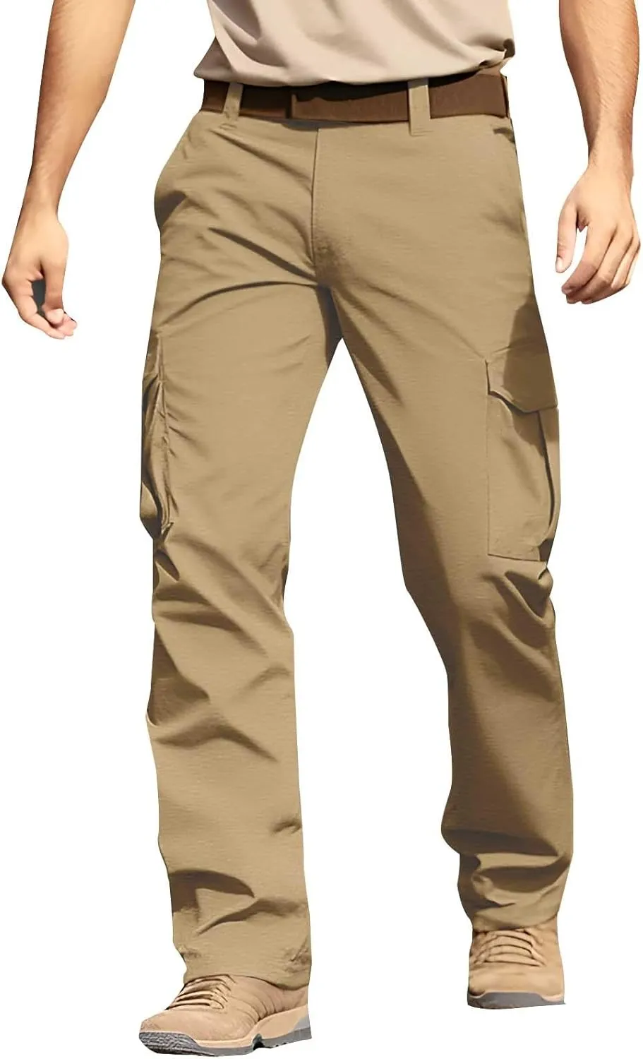 MIDOO Cargo Pants for Men Relaxed Fit Lightweight Travel Pants Breathable Athletic Fishing Active Joggers Zipper Pockets