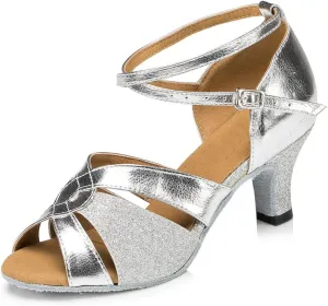 Minishion L190 Women's Buckle Glitter Latin Salsa Ballroom Dance Shoes