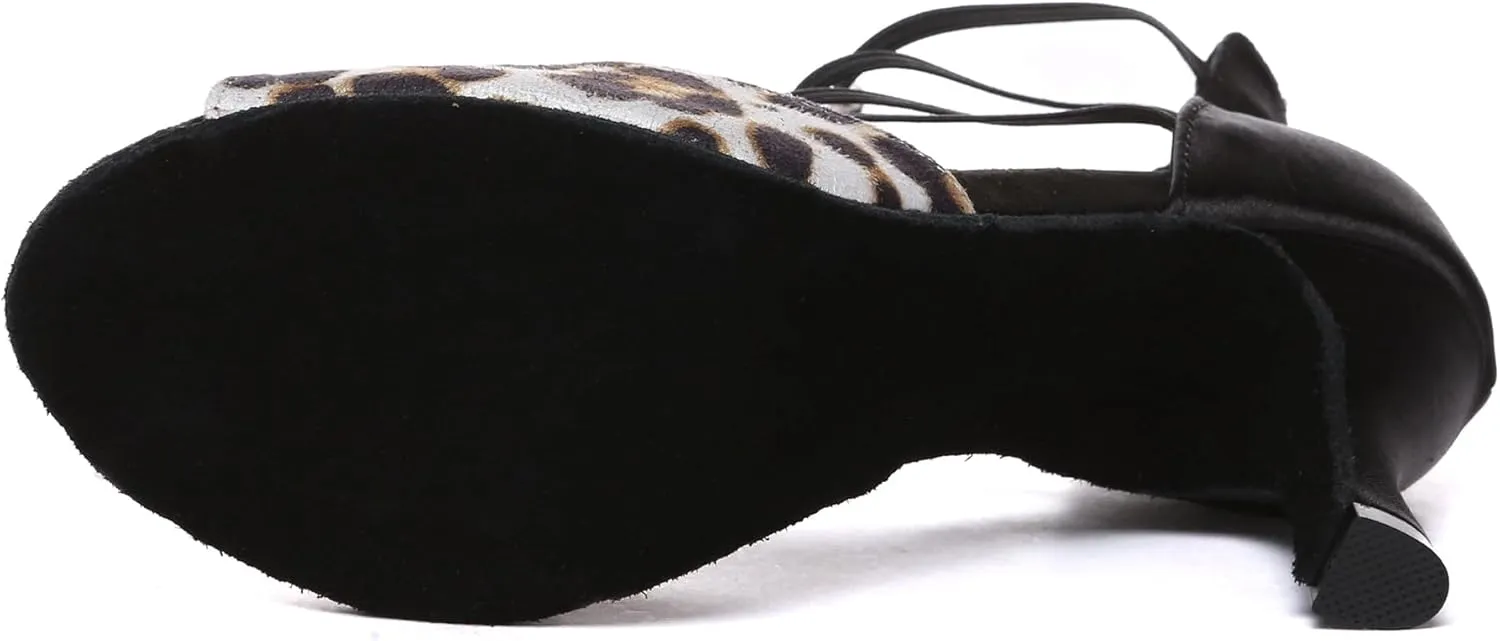 Minishion Women Ballroom Dancing Shoes Peep Toe Evening Party Ankle Sandal Booties