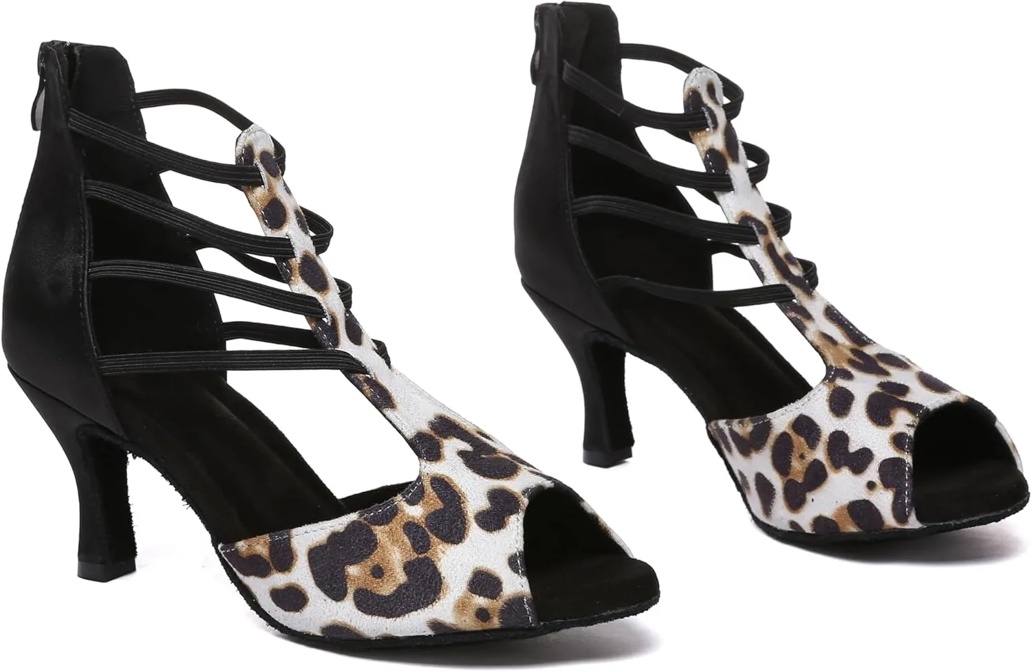 Minishion Women Ballroom Dancing Shoes Peep Toe Evening Party Ankle Sandal Booties