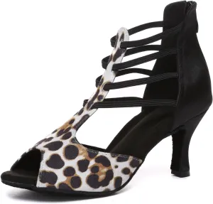 Minishion Women Ballroom Dancing Shoes Peep Toe Evening Party Ankle Sandal Booties