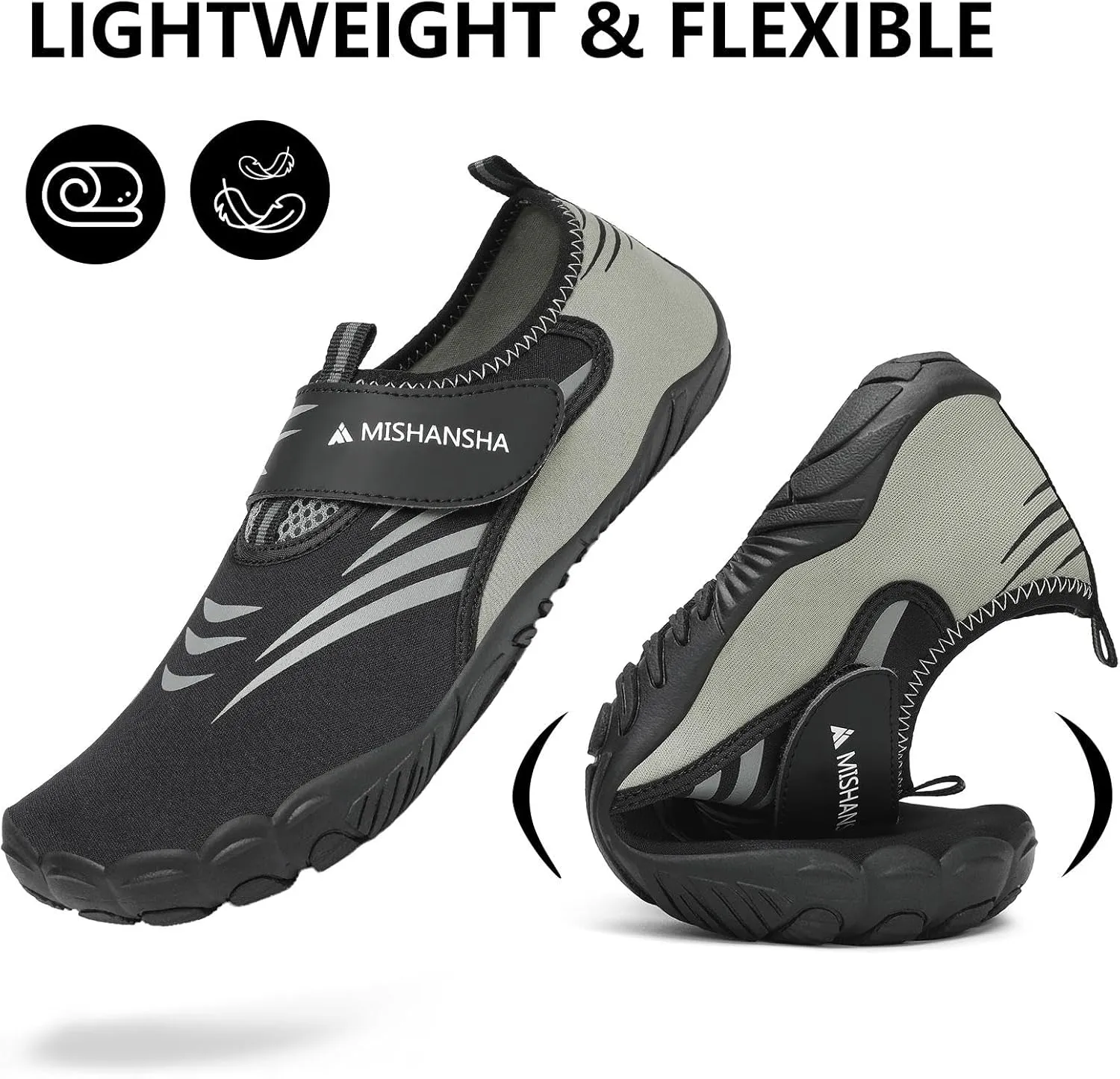 Mishansha Womens Mens Water Swim Shoes Wide Toe Box Barefoot Shoes US Size 5.5-13.5 Women / 3-11.5 Men