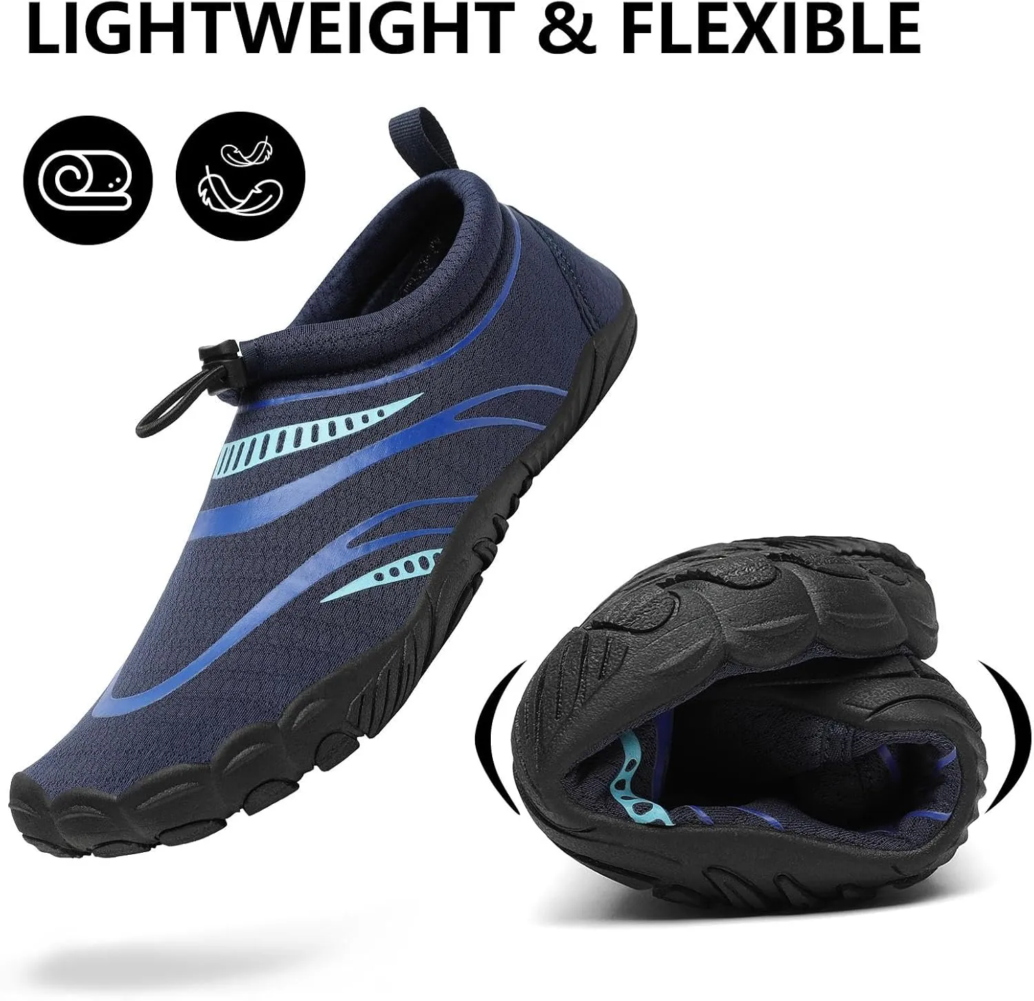 Mishansha Womens Mens Water Swim Shoes Wide Toe Box Barefoot Shoes US Size 5.5-13.5 Women / 3-11.5 Men