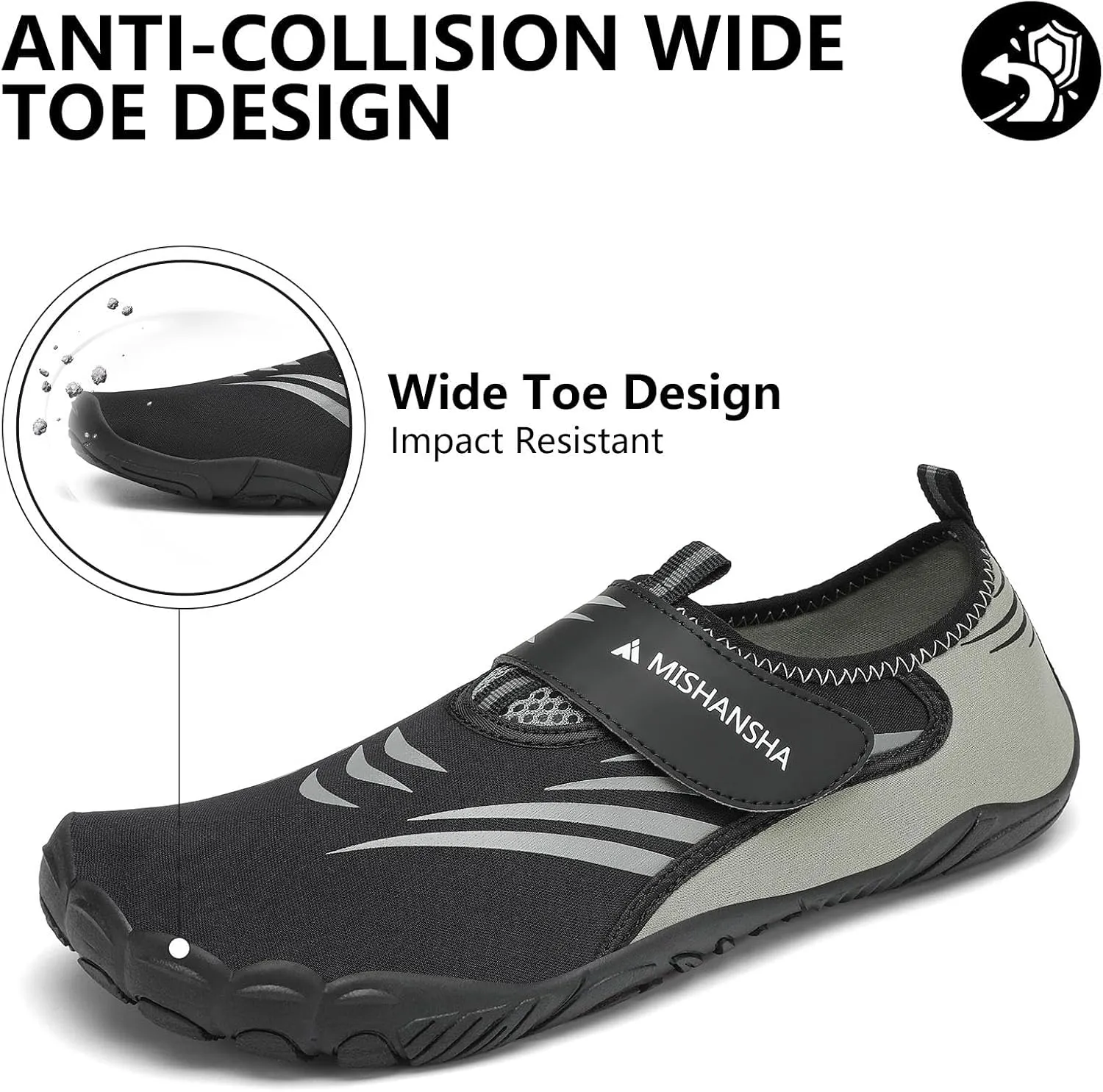 Mishansha Womens Mens Water Swim Shoes Wide Toe Box Barefoot Shoes US Size 5.5-13.5 Women / 3-11.5 Men