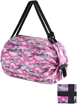 MLAFE Foldable Shopping Bags Cart Reusable Shopping Bags Shoulder Shopping Bag Supermarket Shopping Bag for Daily Commuting (Camouflage Rose)