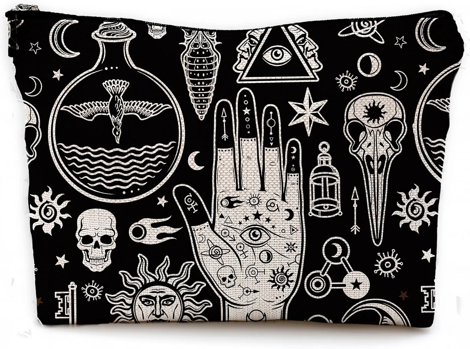 Mystical Magic Gothic Makeup Bag - Witchy Small Cosmetic Bag for Purse, Witchcraft & Goth Gifts for Women