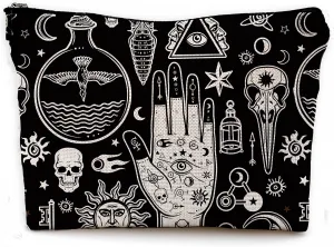 Mystical Magic Gothic Makeup Bag - Witchy Small Cosmetic Bag for Purse, Witchcraft & Goth Gifts for Women