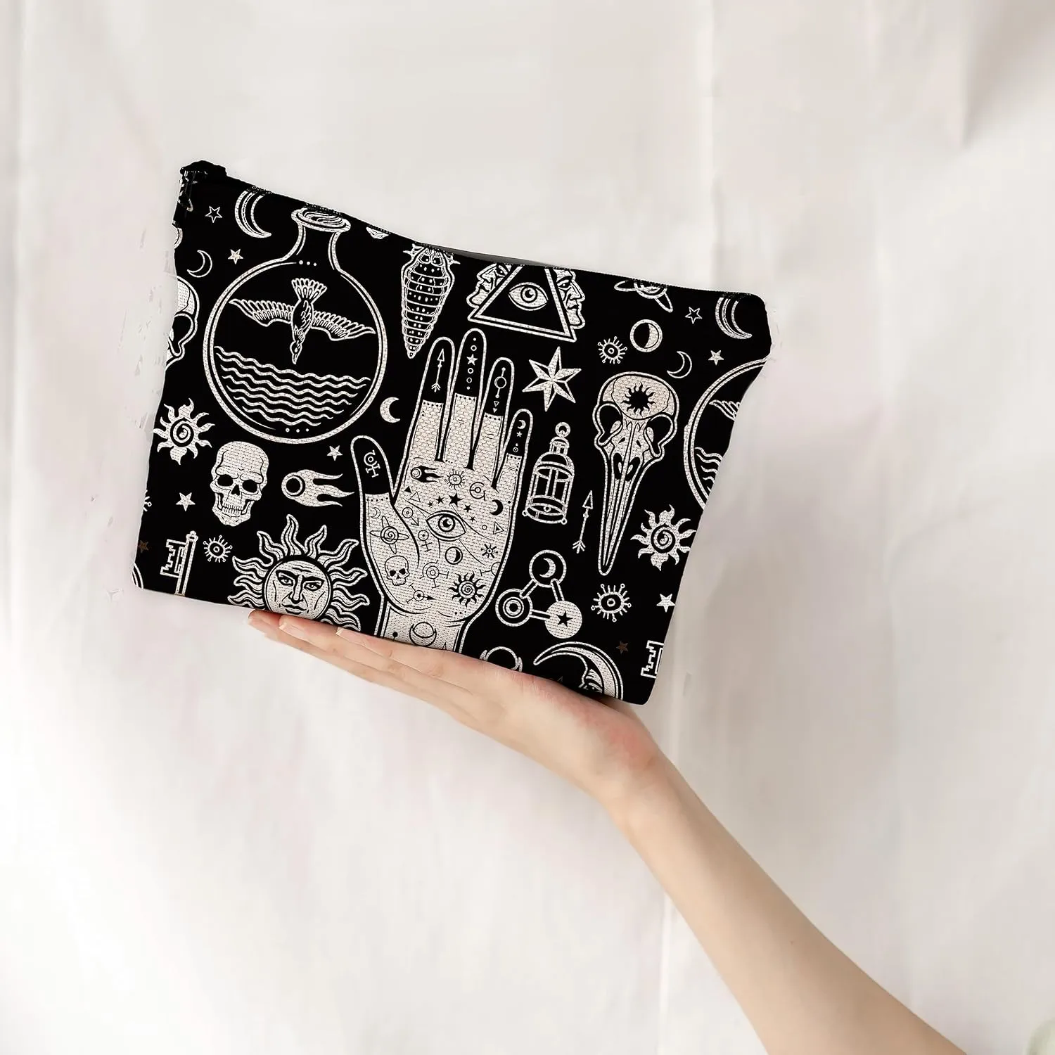 Mystical Magic Gothic Makeup Bag - Witchy Small Cosmetic Bag for Purse, Witchcraft & Goth Gifts for Women
