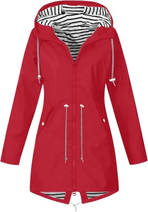 NaRHbrg Women Light Rain Jacket Waterproof Active Outdoor Windbreaker Raincoat with Hood Lightweight Plus Size for Girls