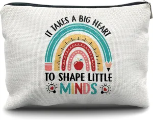 Nogrit Teacher Tote, Makeup Cosmetic Bag - 'It Takes a Big Heart' - Gifts for Teachers