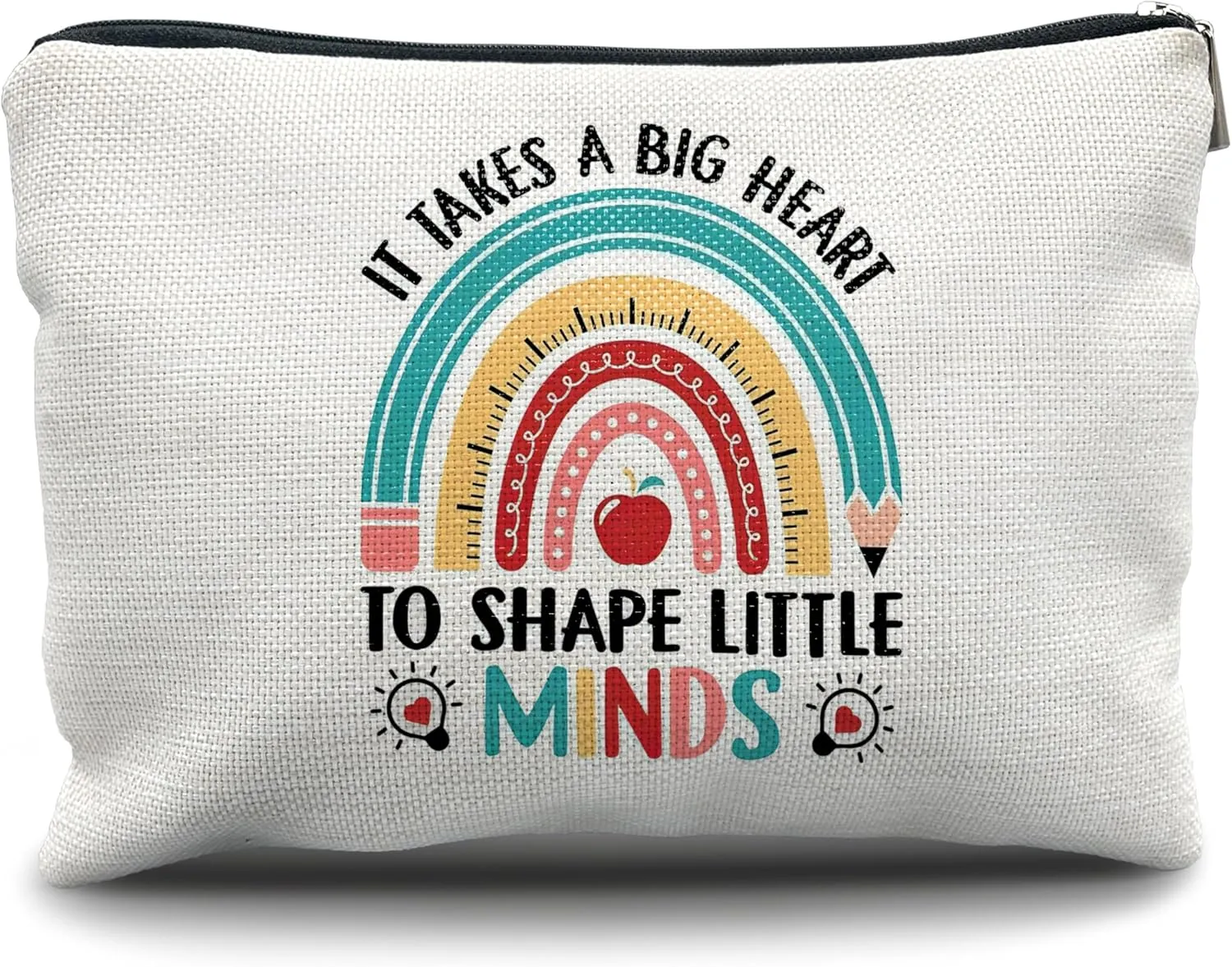 Nogrit Teacher Tote, Makeup Cosmetic Bag - 'It Takes a Big Heart' - Gifts for Teachers