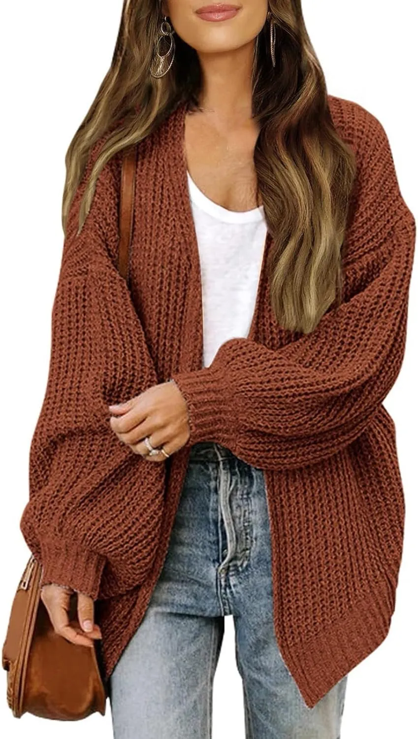 Oversized Cardigan Sweaters for Women Long Sleeve Open Front Cardigans Dressy Casual Chunky Knit Sweater Coats Jacket