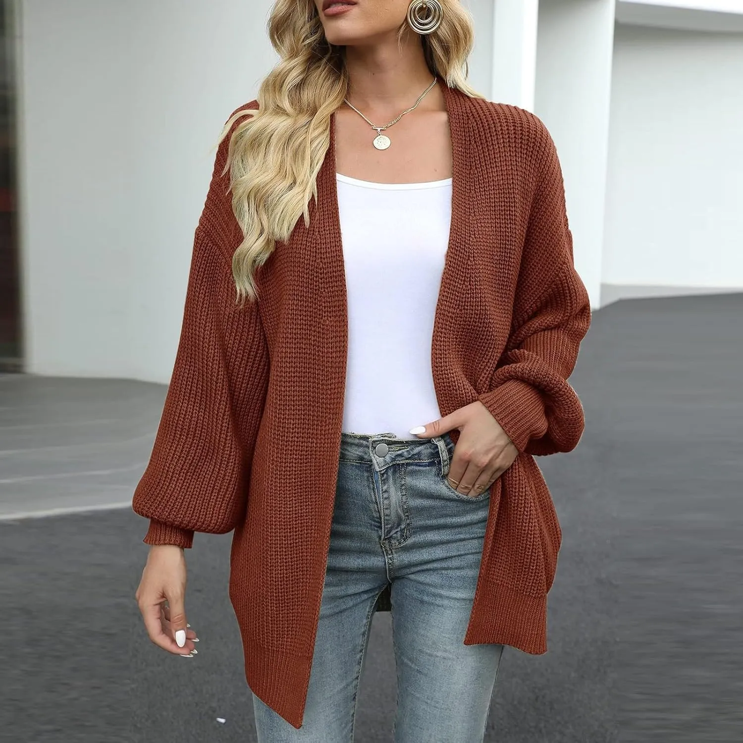 Oversized Cardigan Sweaters for Women Long Sleeve Open Front Cardigans Dressy Casual Chunky Knit Sweater Coats Jacket