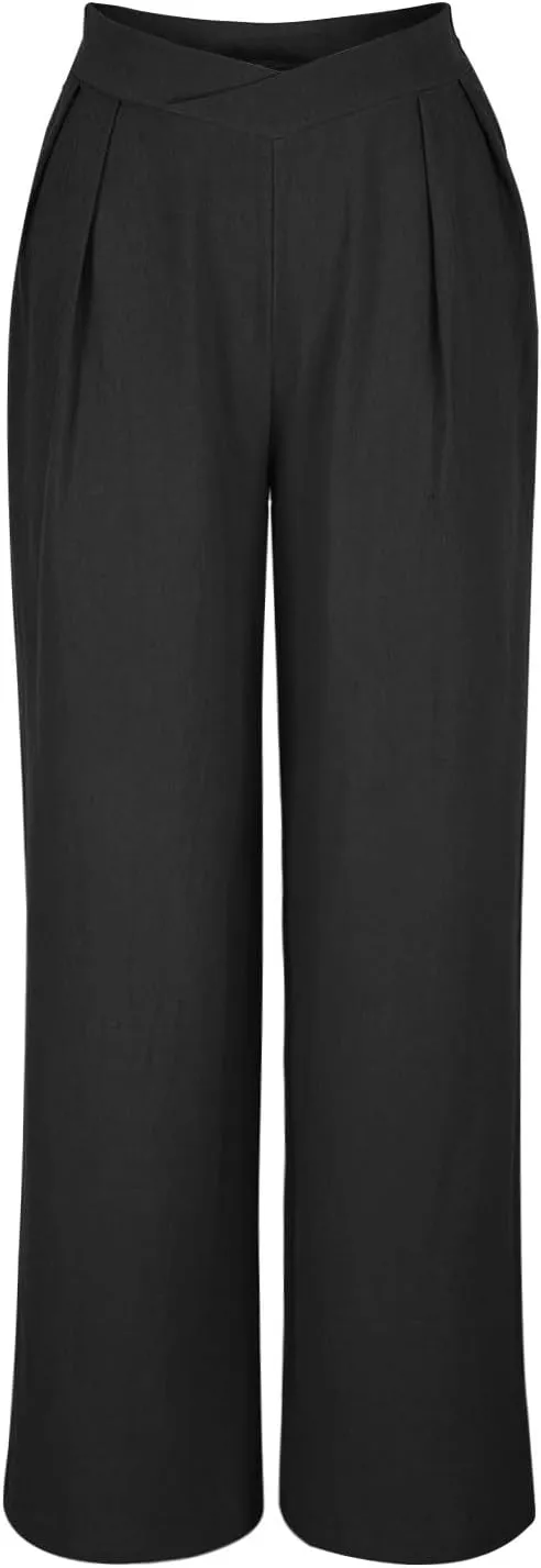 Pants for Women Work Casual Palazzo Pants High Waisted Wide Leg Pants Plus Size Blazer Pants Dressy Pants with Pockets