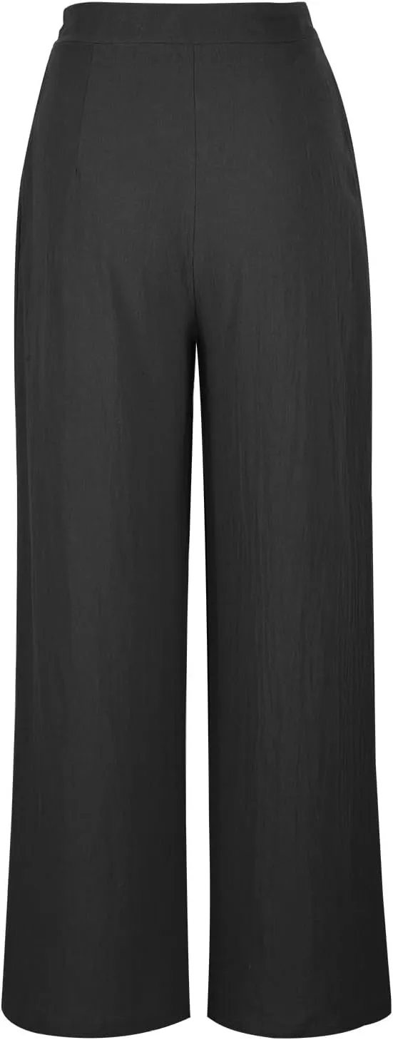 Pants for Women Work Casual Palazzo Pants High Waisted Wide Leg Pants Plus Size Blazer Pants Dressy Pants with Pockets