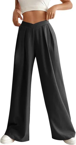 Pants for Women Work Casual Palazzo Pants High Waisted Wide Leg Pants Plus Size Blazer Pants Dressy Pants with Pockets