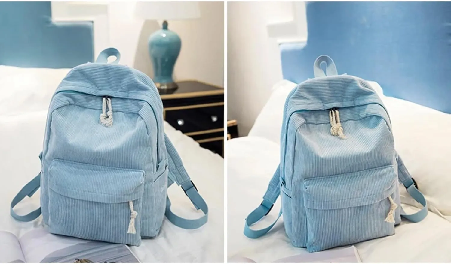 Personalized Corduroy Backpack Casual College Backpack Lightweight Travel Backpack Custom Embroidery School Backpack with Name Laptop Backpacks College Shoulder Bag (aqua,custom)