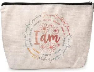 Positive Affirmation Gifts for Women Floral Mental Health Makeup Bag Cute Flower Bible Gifts for Teen Girls Christian Gifts for Women Faith Gift Bag Waterproof Inspirational Birthday Gifts for Her