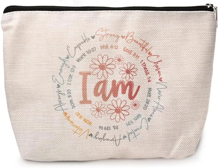 Positive Affirmation Gifts for Women Floral Mental Health Makeup Bag Cute Flower Bible Gifts for Teen Girls Christian Gifts for Women Faith Gift Bag Waterproof Inspirational Birthday Gifts for Her