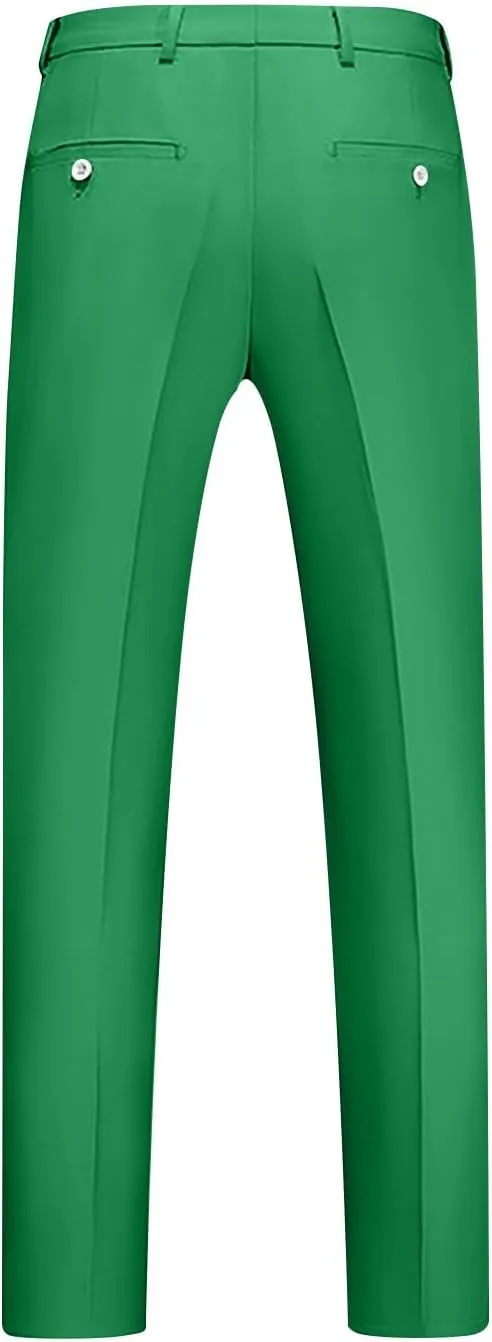 Regular Fit Dress Pants Mens Flat Front Straight Formal Pants Wrinkle Free Lightweight Elastic Suit Pants W/Pocket