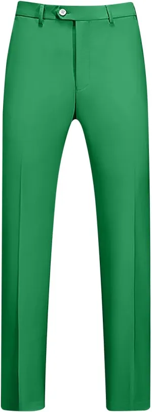 Regular Fit Dress Pants Mens Flat Front Straight Formal Pants Wrinkle Free Lightweight Elastic Suit Pants W/Pocket