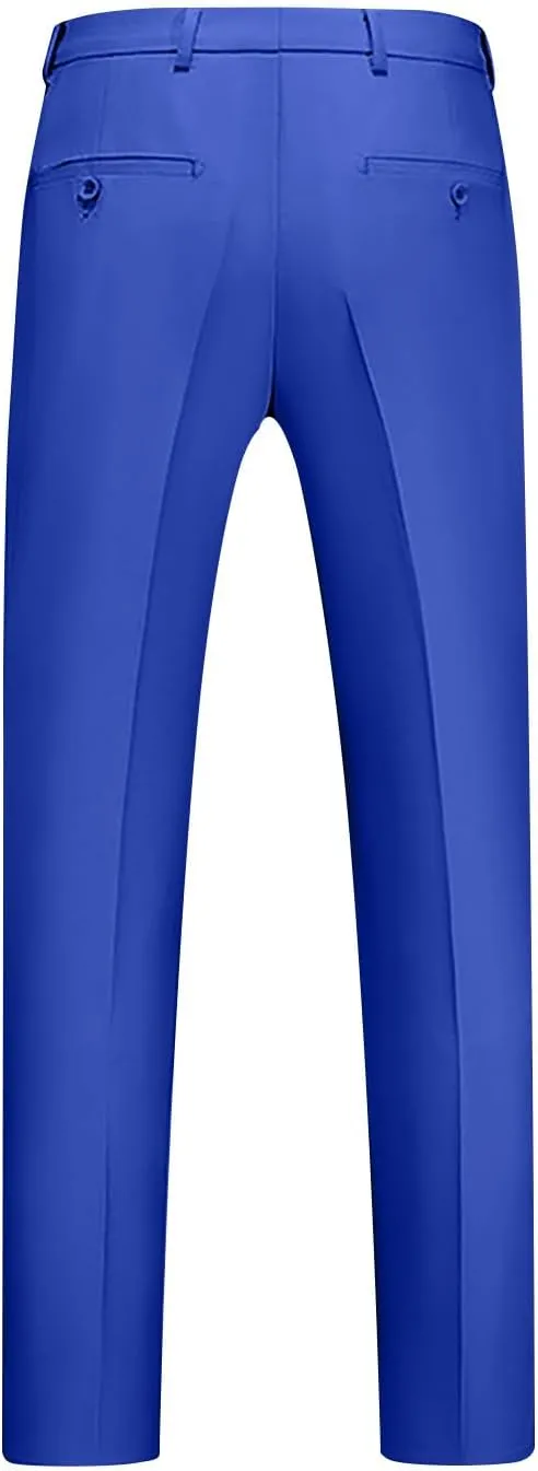 Regular Fit Dress Pants Mens Flat Front Straight Formal Pants Wrinkle Free Lightweight Elastic Suit Pants W/Pocket