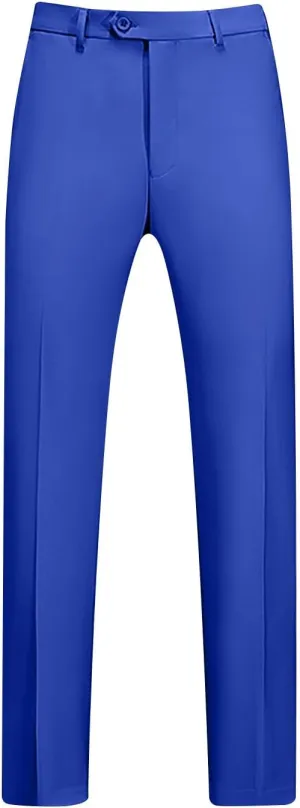 Regular Fit Dress Pants Mens Flat Front Straight Formal Pants Wrinkle Free Lightweight Elastic Suit Pants W/Pocket