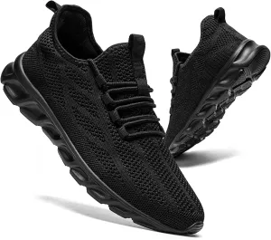 Running Shoes for Men Non Slip Tennis Shoes Ultra Lightweight Gym Workout Shoes Breathable Walking Shoes Men's Fashion Sneakers, Black 8